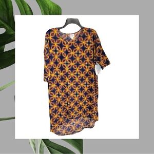 LulaRoe New.Tags Gold Rust Black Blue White Geometric Print Long Top Women Small
